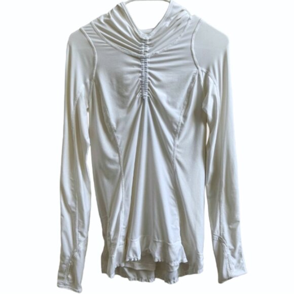 Lululemon Run Pace Setter Pullover Hoodie White Long Sleeve Thumbholes Size 4 - Picture 9 of 12